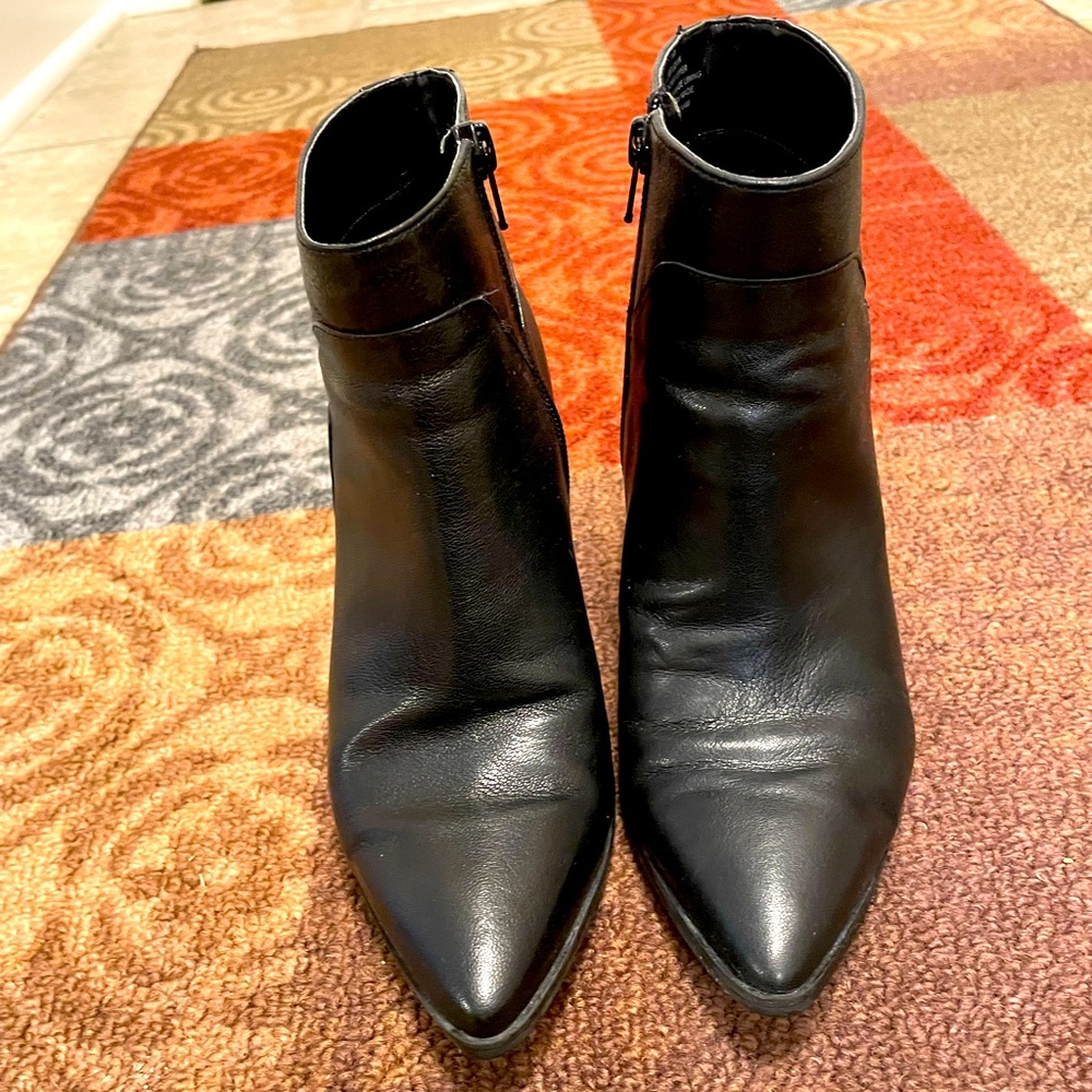 Nine West Black Leather Ankle Boots- 2 1/2 heels
